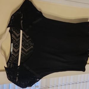 Black lace and cotton blouse